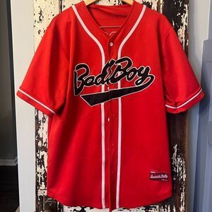 Bad Boy Biggie Smalls Button down red and black baseball jersey. Hip hop. XL #72